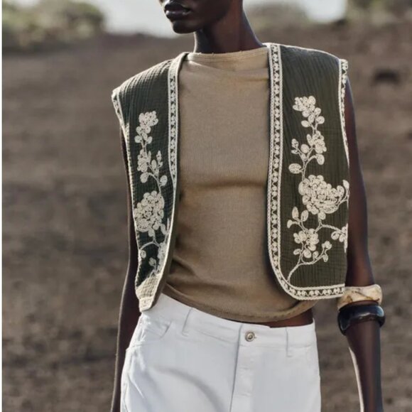 Zara Jackets & Blazers - ZARA Embroidered Waistcoat – Size M (Ref. 6318/042/505)